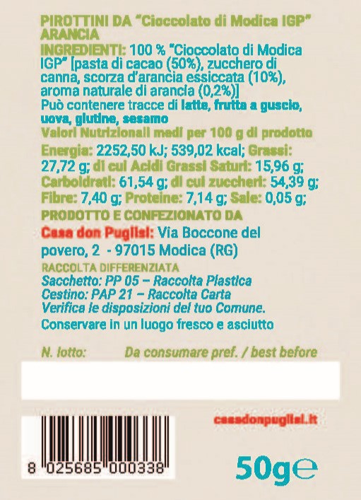 PIROTTINI DA CIOCCOLATO DI MODICA IGP ALL’ARANCIA - immagine 3