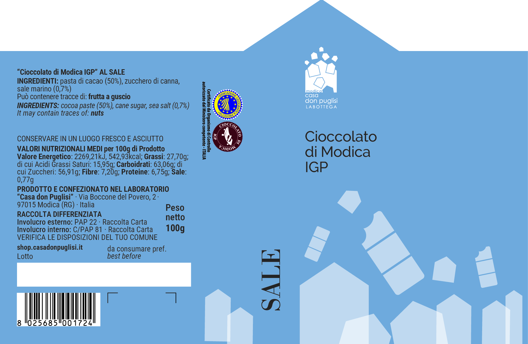 CIOCCOLATO DI MODICA IGP AL SALE - immagine 2